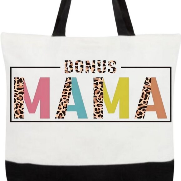 Bonus Mama Animal Print Canvas Tote Bag - Picture 2 of 2
